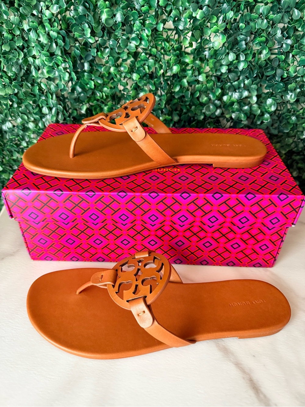 Tory Burch Miller Soft Calf Leather Sandals New Size 12 Color Bourbon